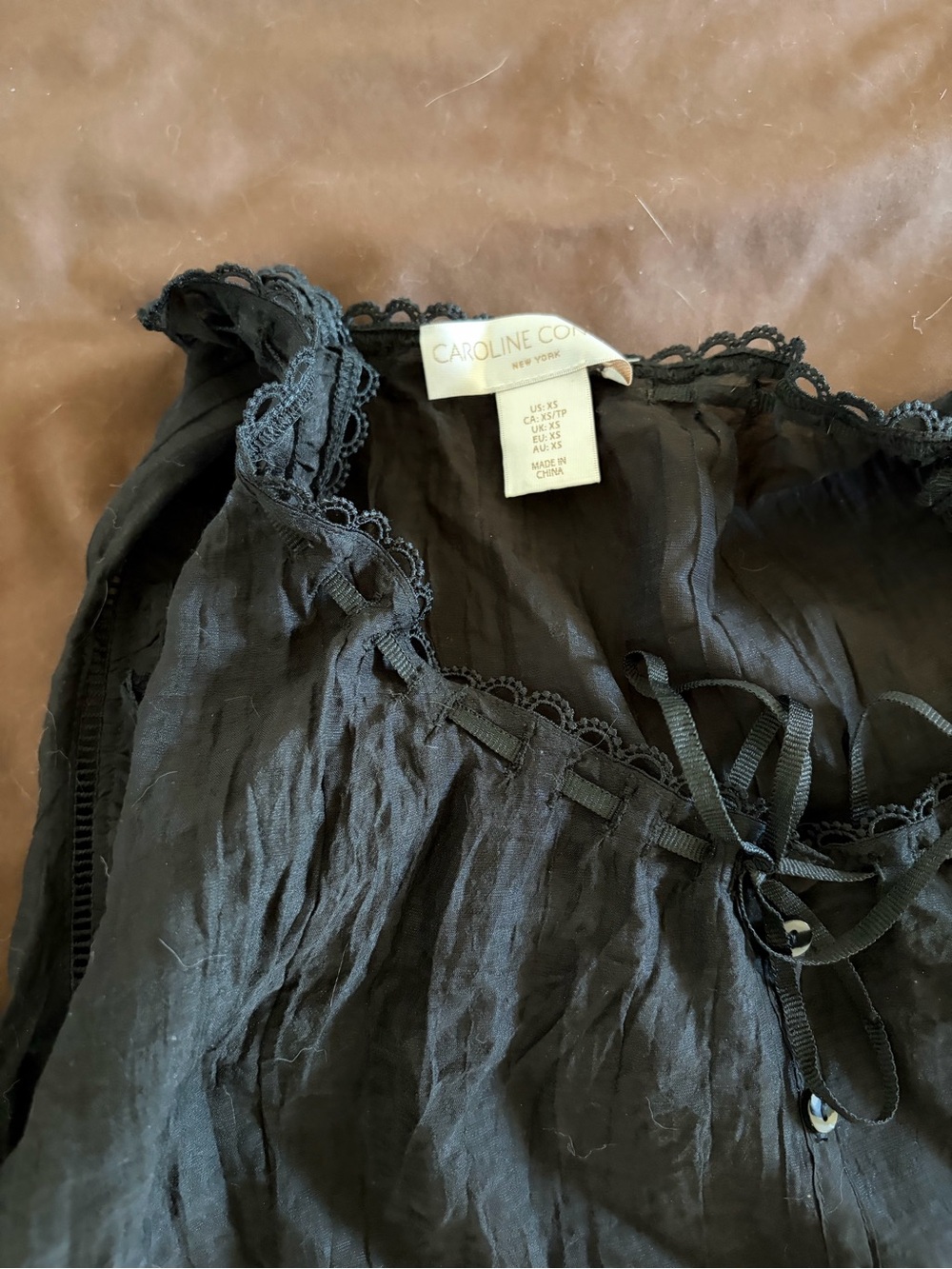 Caroline Constas Black Lace-Trim Slip Top